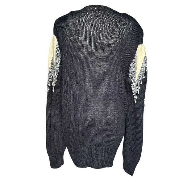Magnolia Vintage Womens Cardigan Sweater Black Silver Beads Embellished 80’s Med - Picture 5 of 12